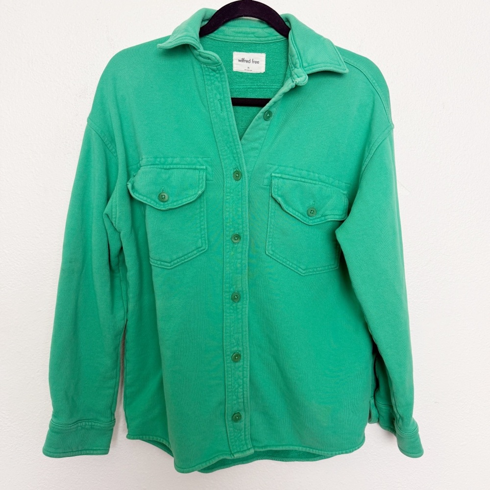 Aritzia Wilfred Free Terry Fleece Shirt Jacket Organic Cotton Shacket XS